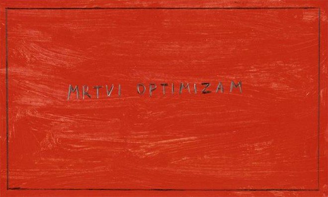 Foto: pinterest.com/christiesin [Mladen Stilinović, Mrtvi optimizam, 1980 (Crvena Era, 1973-1990.)]